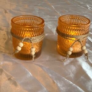 Vintage looking tinted glass tealight candle holder set of 2….u pick tint color